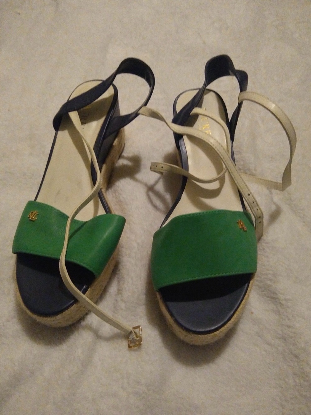 Women’s  blue and Green  Sandals with Ankle Tie